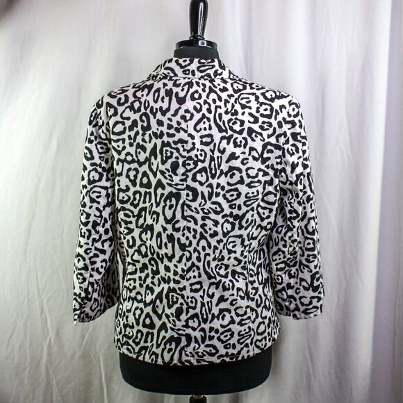 Linea By Louis Dell'Olio Blazer Jacket Leopard Print Black White Size L - Picture 3 of 5